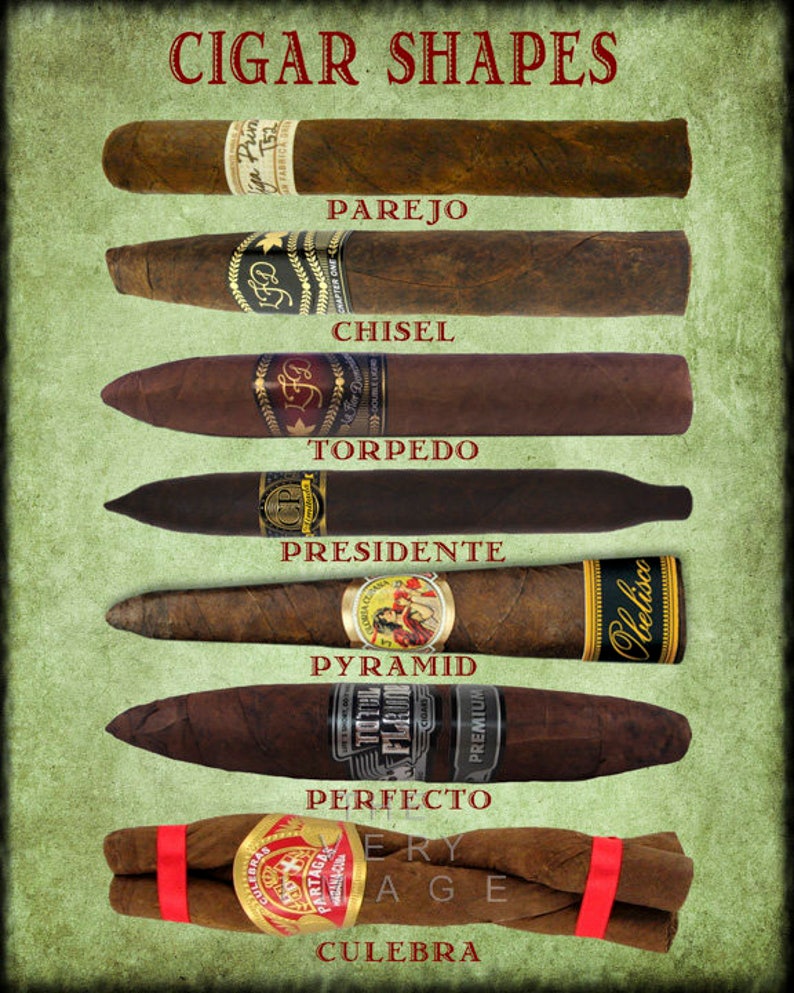 Cigar Art, Cigar Shapes Chart Cigar Poster Tobacco Print Man Cave Wall Art Home Decor Fathers Day vi172 image 4