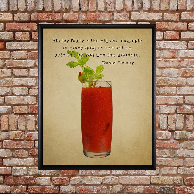Bloody Mary Poster Bar Art Bloody Mary Print Quote Etsy