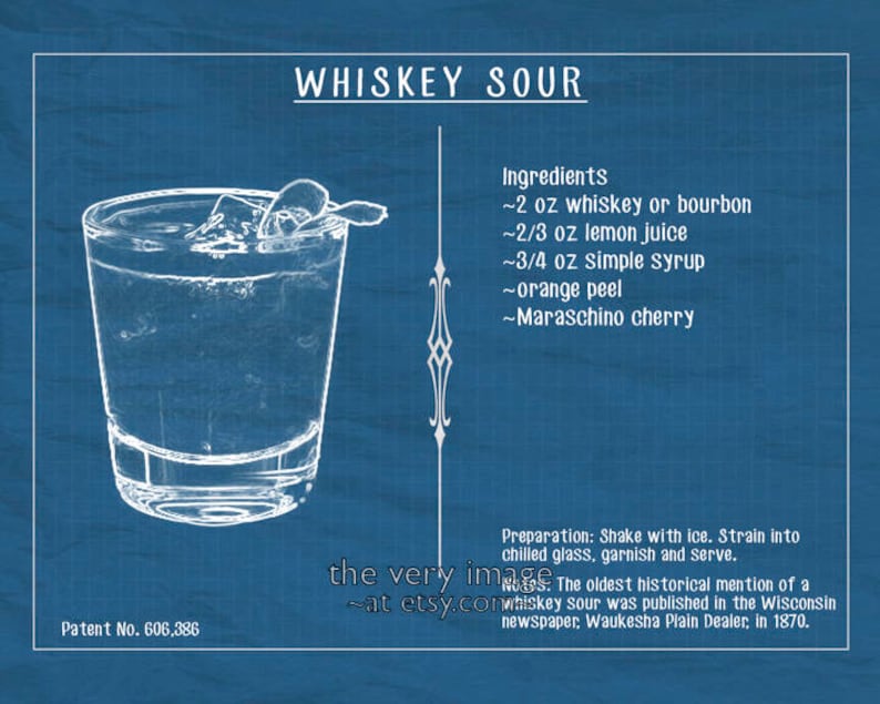 Whiskey Sour Poster Cocktail Recipe Print Bar Art Whiskey Etsy Sweden