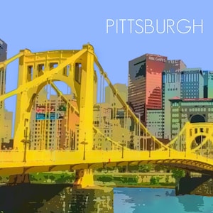 Pittsburgh Poster - Skyline Bridge Cityscape Decor - Pittsburgh Art Home Decor Wall Art Fine Art Print #vi453