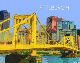 Pittsburgh Poster - Skyline Bridge Cityscape Decor - Pittsburgh Art Home Decor Wall Art Fine Art Print #vi453