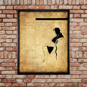 Edgar Allen Poe Print - Aubrey Beardsley Print - Poe Quote - Gifts For Readers Wall Art Home Decor #vi188