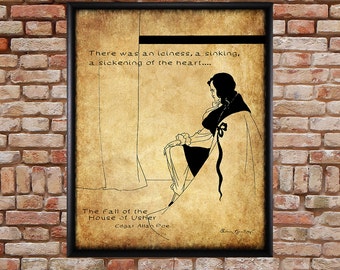 Edgar Allen Poe Print - Aubrey Beardsley Print - Poe Quote - Gifts For Readers Wall Art Home Decor #vi188