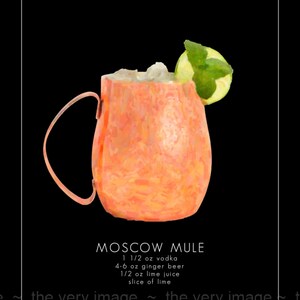 Moscow Mule Poster, Bar Art, Cocktail Art Moscow Mule Print Art Wall Black Background Bar Decor Vodka #vi798
