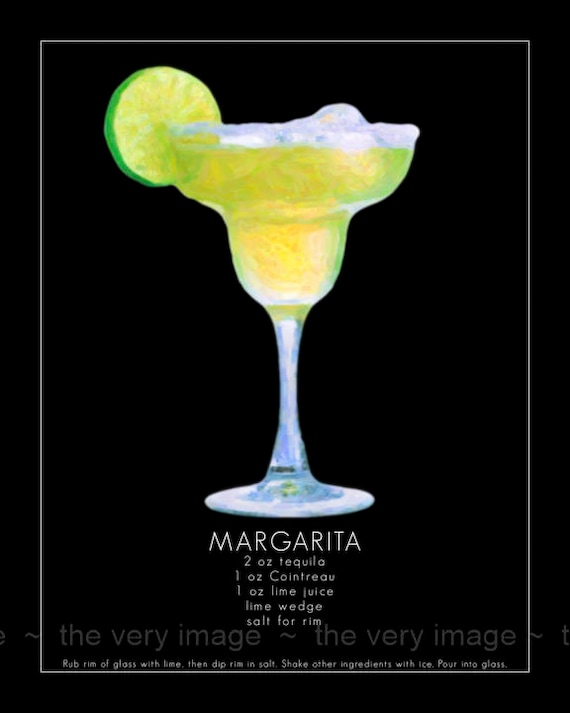 Margarita Poster Bar Art Cocktail Art Tequila Margarita Etsy