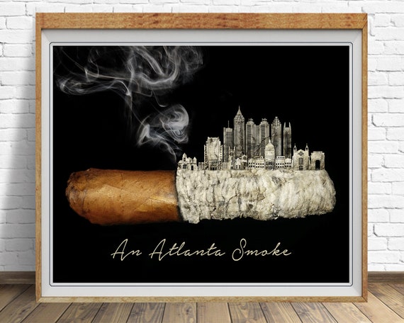 tobacco atlanta Cigar Art, Atlanta Poster, Cigar Print, Man Cave Decor, Atlanta Wall Art,  Fathers Day Cigar Gifts #vi909