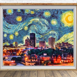 Rochester NY Print, Van Gogh Poster, Rochester Poster, New York, Rochester Print, Starry Night, Wall Art #vi1766