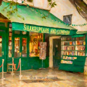 Shakespeare and Company Bookstore, Paris Decor Fine Art Print Book Shop Gifts for Readers Wall Art Oil Painting #vi126