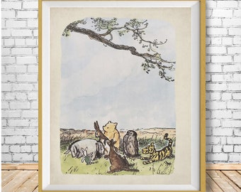 Winnie the Pooh Print - Nursery Decor Books - Childrens Books - Wall Art Kids Gifts for Children Nursery Art  #vi1804