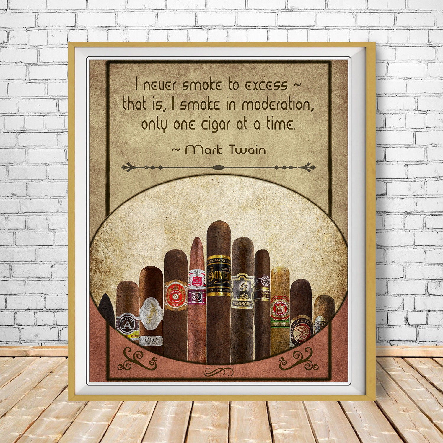 Cigar Art, Mark Twain Quote, Bar Art, Cigar Poster, Man Cave, Cigar Print,  Bar Decor Fathers Day #vi1715