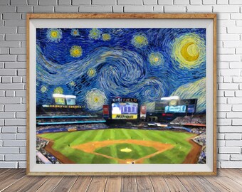 New York Mets and Starry Night, Van Gogh - Citi Field Poster #vi1833