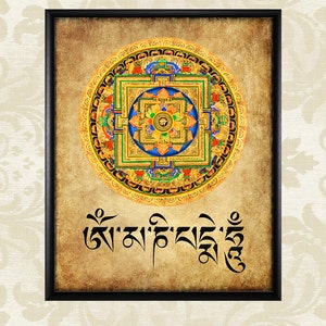 Tibetan Mandala  Print - Zen Meditation - Buddhism - Tibet Mandala - Spiritual Art Home Decor Wall Art #vi208