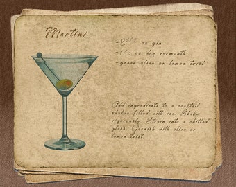 Vintage Bar Art, Martini Print, Cocktail Print Bar Decor Cocktail Recipe Print Wall Art Cocktail Recipe #vi1135