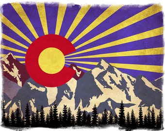 Colorado State Flag Print - Colorado Poster - Denver Poster Boulder Wall Art Home Decor Fine Art Print #vi291