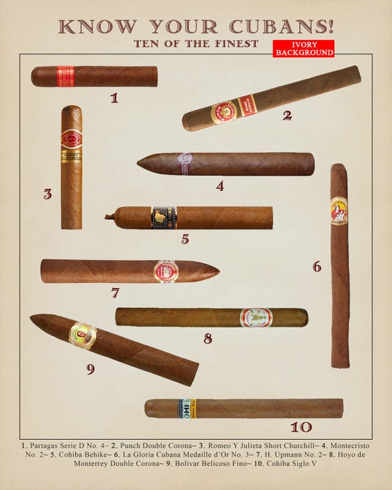 Discounted Set of Six Cigar Prints, Cigar Poster Bar Art Man Cave