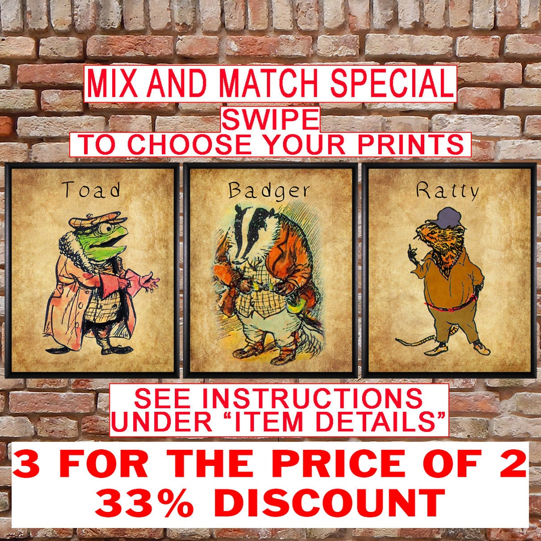 Wind in the Willows Print Nursery Decor Mix and Match Discount Set of ...