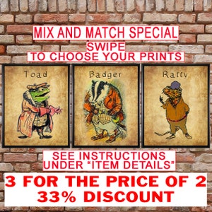 Wind in the Willows Print Nursery Decor Mix and Match Discount Set of ...