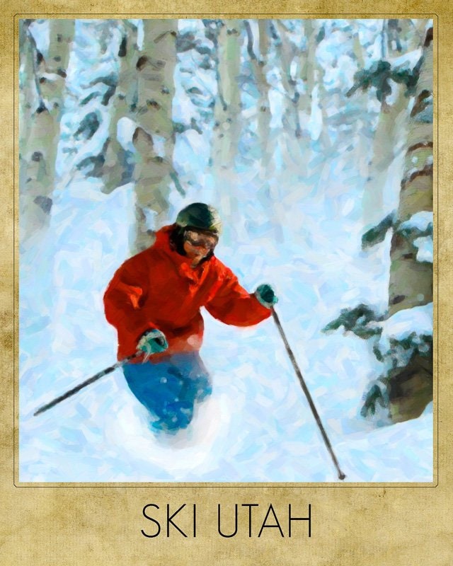 Utah Ski Poster Alta Ski Area Park City Snowbird Utah Ski Etsy