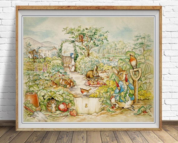 Beatrix Potter Print, Peter Rabbit, Beatrix Potter Art, Childrens Books  Art, Nursery Art, Kids Room Decor vi1599 