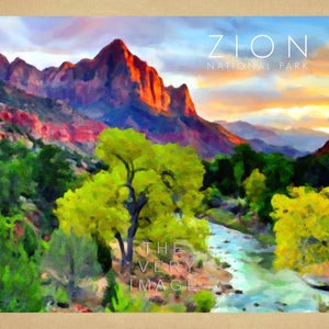 Zion National Park Poster Utah Print, Zion Print, Desert Landscape Zion Art Wall Art Home Decor Utah Art #vi876