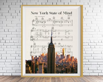 Billy Joel, New York City Skyline, Brooklyn Bridge, Nyc Print, New York Decor, Nyc Skyline, Billy Joel Sheet Music, Wall Art #vi1990