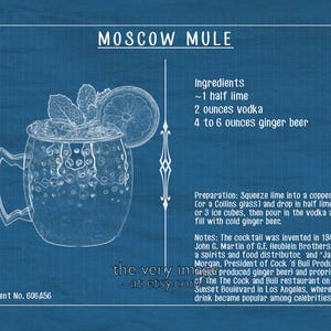 Moscow Mule Poster Cocktail Recipe Print Bar Art Moscow Mule Cocktail Print Alcohol Wall Art Home Decor #vi733