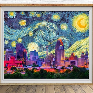 San Antonio Poster Van Gogh Starry Night Print Texas Decor Van Gogh Print Wall Art Home Decor #vi1774