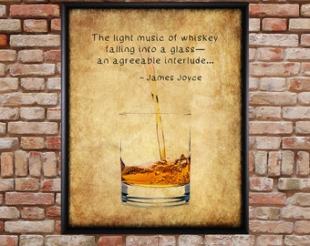 Whiskey Poster - Bar Art - Whiskey Print - James Joyce Quote - Wall Art Home Decor Fine Art Print #vi256