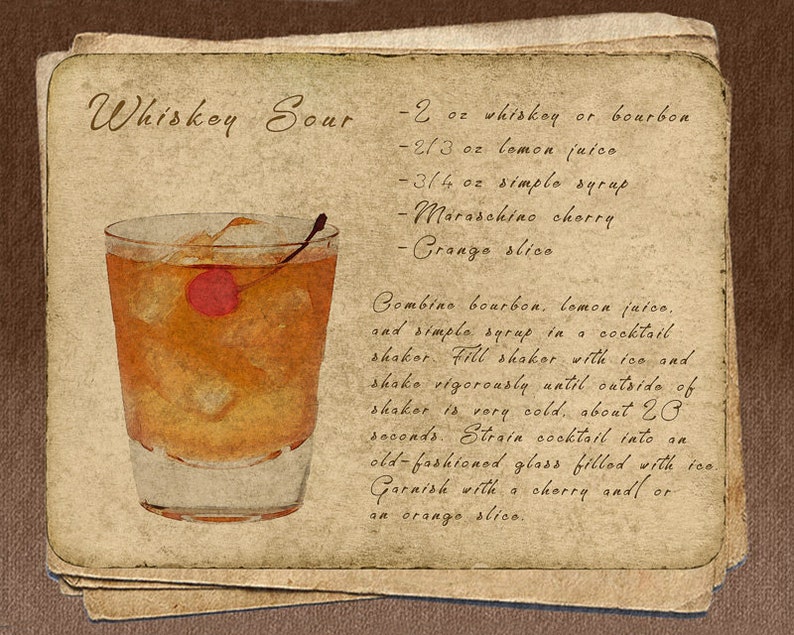 Vintage Bar Art Set of 9 Old Fashioned Martini Gin and Tonic | Etsy