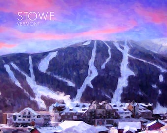 Stowe Ski Area Poster Stowe Vermont Print Decor Skiing Poster Art Aspen Art Home Decor Fine Art Print #vi988