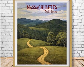 Berkshire Mountains Print, Massachusetts Landscape Print, Berkshires Poster, Landscape Print, New England Decor, Wall Art #vp595