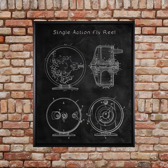 aviator navy fly reel print Fly Fishing Poster - Fly Reel Patent Blueprint - Fly Fishing Print - Poster  Wall Art Decor Man Cave #vi356