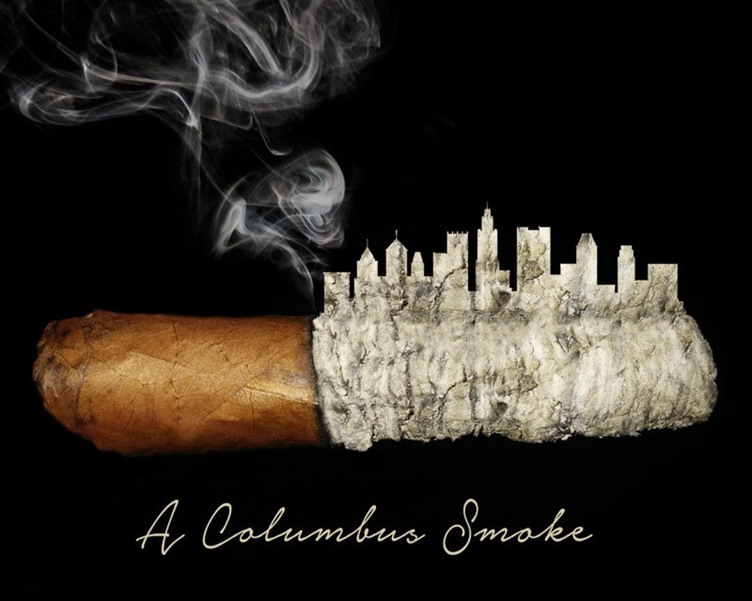 Cigar Art, Columbus Ohio City Poster, Cigar Print, Man Cave Decor, Wall
