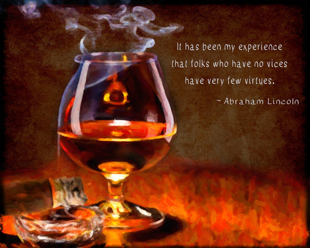 Cigar Art, Cigar Poster Whiskey Print Abraham Lincoln Quote