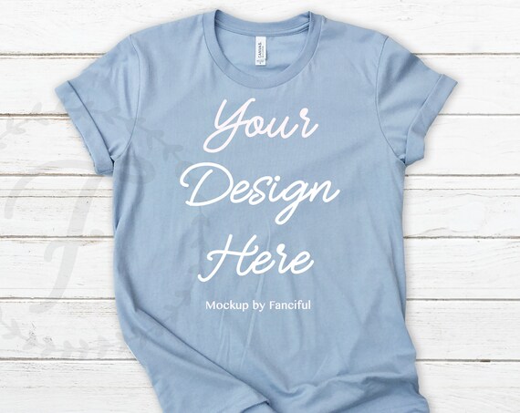Download Free Light Blue Shirt Flat Lay Mockup Bella Canvas 3001 ...