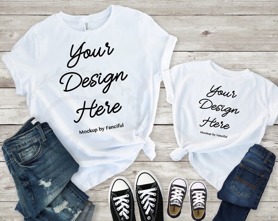 Flat Lay Shirt Adult Kids Mother Daughter White Shirt Flat Lay Shirt Adult Kids Mother Daughter White Shirt