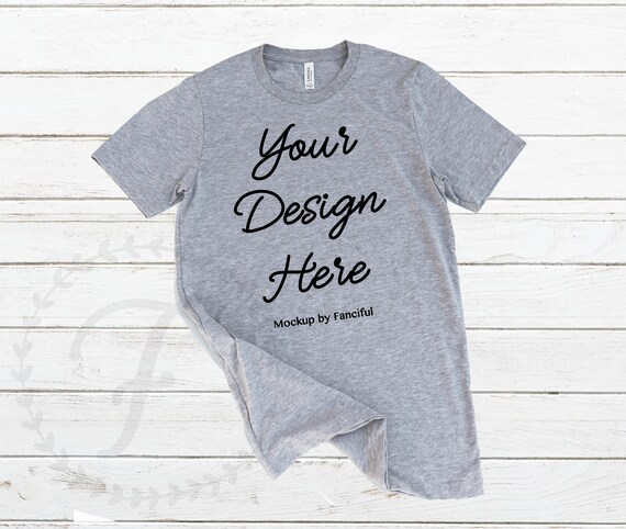 Heather Grey Shirt Mockup Flat Lay Bella Canvas 3001 Outfit Etsy