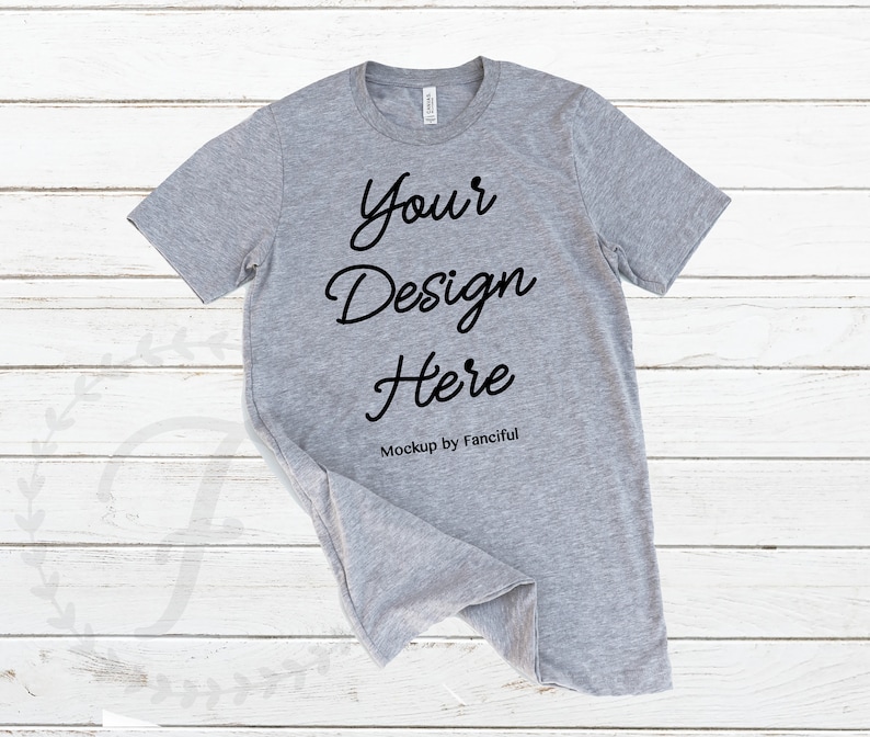 Download Heather Grey Shirt Mockup Flat Lay Bella Canvas 3001 Outfit | Etsy