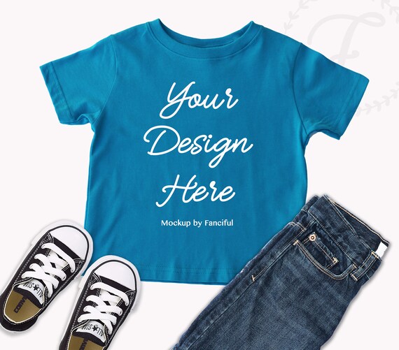 Cobalt Blue Toddler Rabbit Skins Shirt Flat Lay Mockup Outfit Etsy