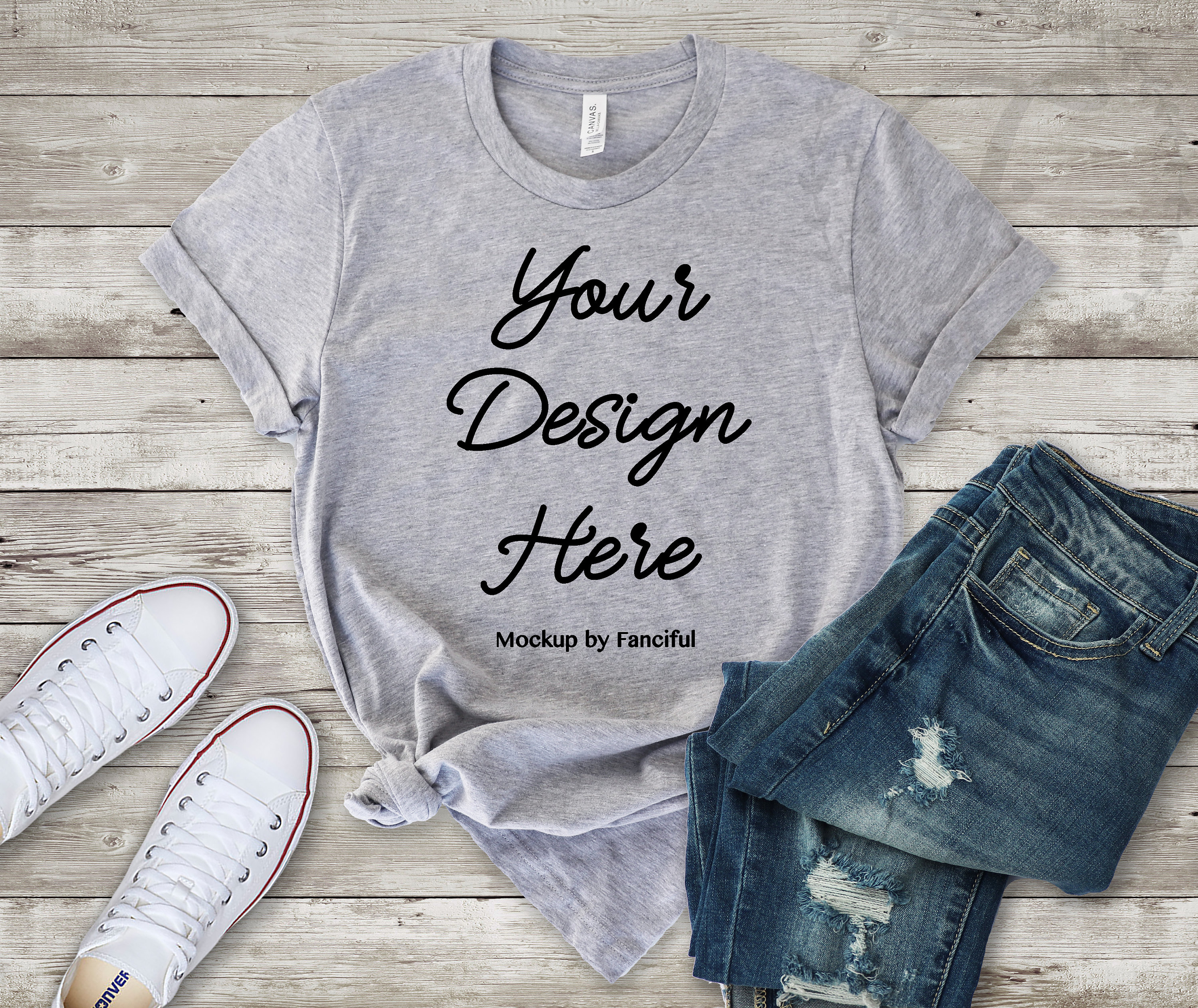 Download Heather Grey Shirt Mockup Bella Canvas 3001 Outfit Scene Gray Etsy