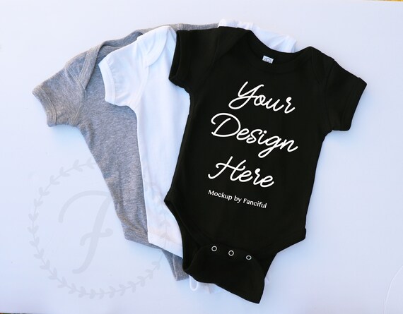 Grey White Black Bodysuit Mockup Baby Bodysuit Flat Lay Styled Etsy