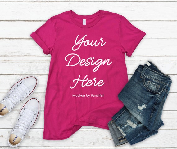 Berry Bella Canvas Shirt Mockup Pink Bella Canvas 3001 Outfit Etsy