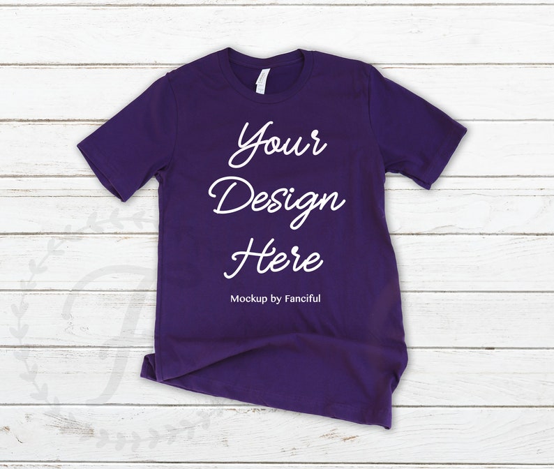 Download Purple Shirt Mockup Flat Lay Bella Canvas 3001 Outfit ...