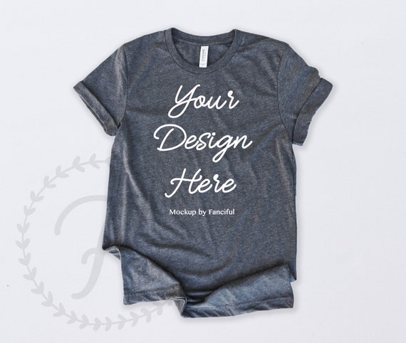Bella Canvas Shirt Mockup Dark Grey Heather Bella Canvas 3001 Etsy