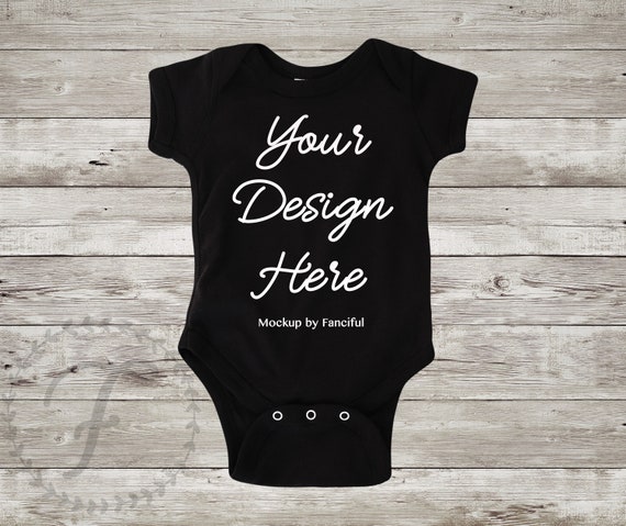 Black Bodysuit Mockup Baby Bodysuit Flat Lay Styled White Furr Etsy