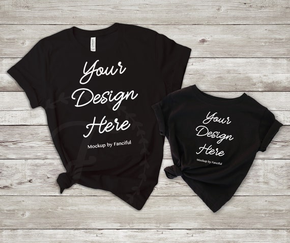 Mom And Me Flat Lay Shirt Black Shirt Mockup Bella Canvas 3001 Etsy