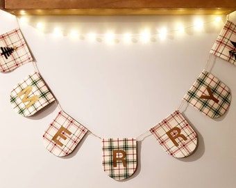 Merry banner; Christmas banner; farmhouse banner; fireplace banner; Christmas decor banner; one-of-a-kind