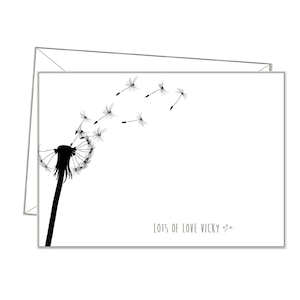 LÖWENZAHN Personalisierte NOTECARDS, 10 + Umschläge, jede Nachricht oder leer, Notizkarten, Briefpapier, Briefpapier Blume Briefpapier Geschenk, sc07