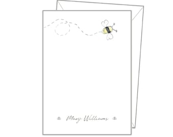 BEE WRITING PAPER, Personalised letter notepaper, stationery gift set, A4 A5 or A6, 14 blank or lined & envelopes, notelets, sn02