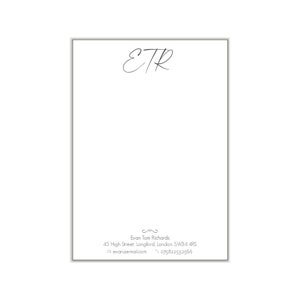 MONOGRAM LETTER -  Personalised Notepaper, A4 A5 or A6 writing paper - Grey + White stationery, business correspondence, compliments slip